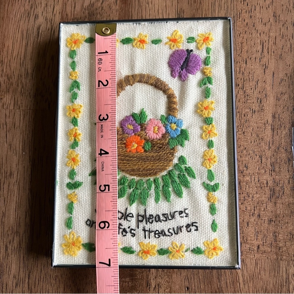 Vintage Embroidered “Simple Pleasures Are Life’s Treasures” Wall Art - Picture 6 of 6